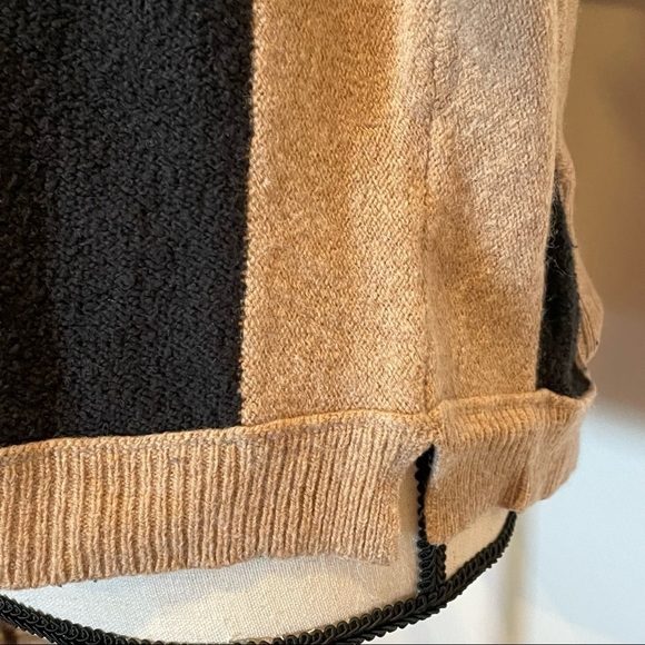 Free People Womens Tabard Sweater Size S Black Tan Two Tone Color Block - Picture 4 of 7